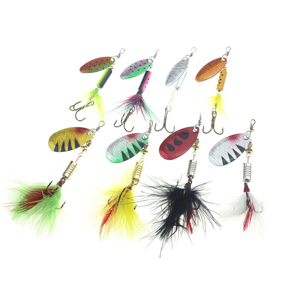 Rompin Fishing Lures Spinner Wobblers CrankBaits Jig Shone Metal Sequin Trout Spoon With Feather Hooks for Carp Fishing Pesca