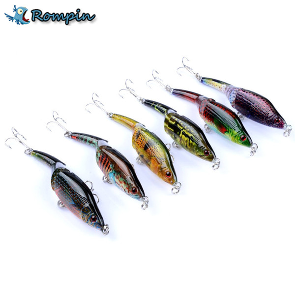 Rompin New design Painting Fishing lures 9.5cm/8.9g 3 Sections Minnow plastic Swimbait Artificial fishing wobbler jerk fish