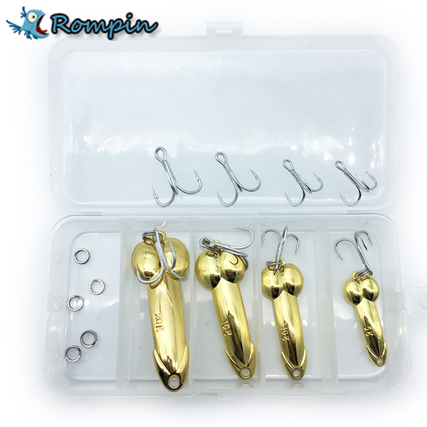 Rompin 1Box DD spoon fishing lure 5g 10g 15g 20g silver gold metal fishing bait spinner bait Treble Hook hard lures with box