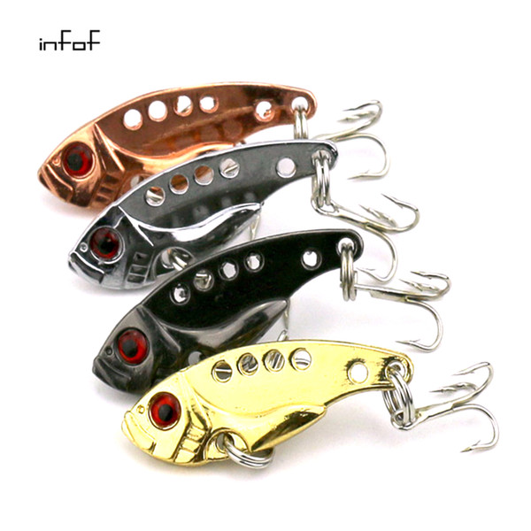 INFOF 100Pcs Fishing Lure Blade Metal VIB Bait With 10# Hooks Fishing Tackle spoon lures vibe baits