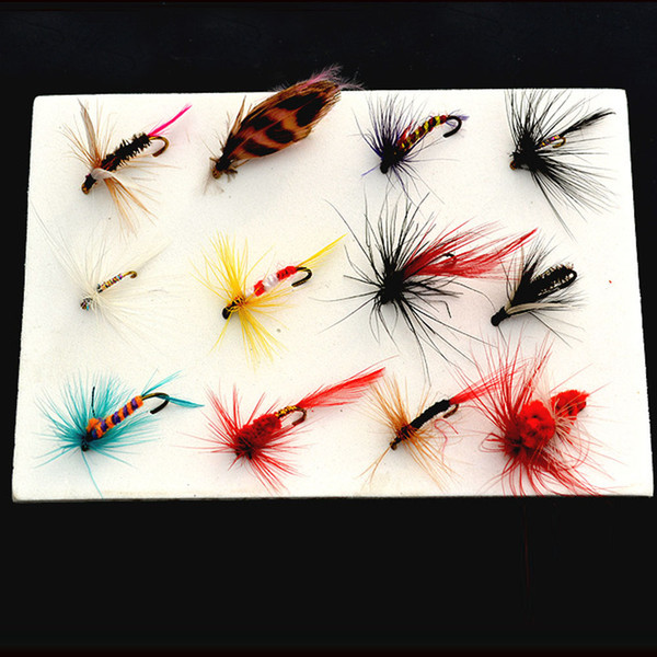 12 Pieces /set Nymph Fly Trout Fly Fishing Baits Fly Fishing Lure Set Insect Style Artificial Bait With Feather Single Hook