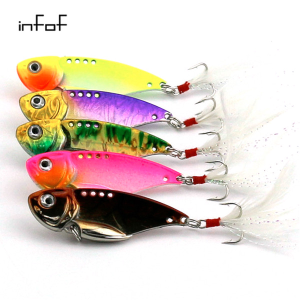 INFOF 50PCS vibrators fishing lures 5.5CM 11.8G vib spoon squid bait lure bait top water fishing tackle metal fishing lures