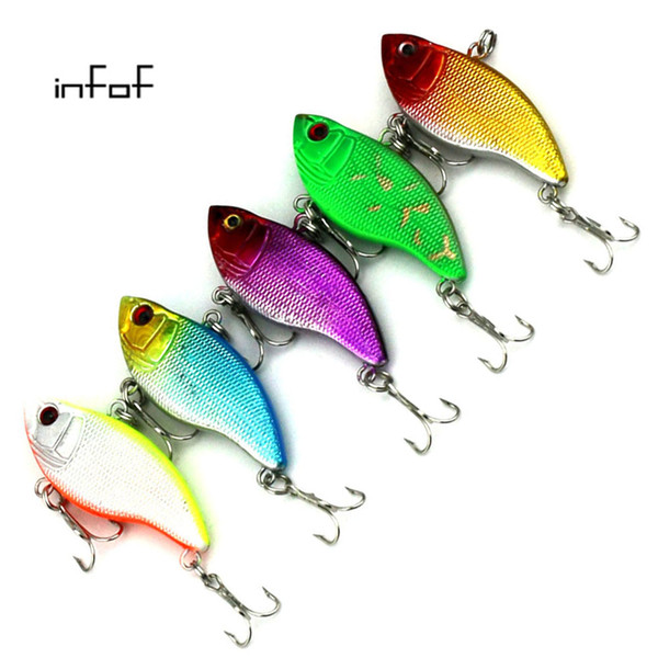 INFOF 50pcs The new design Painting Fishing lure 5.5cm/2.16in 9.1g/0.35oz Vib Bait 5 color Crankbait Fishing Tackle