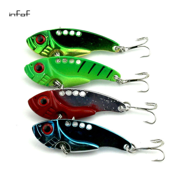 INFOF 4Pcs 11g/0.388oz 5.5cm/2.16 fishing lures set spoon china Metal VIB sequins Fish hard bait bass vibration lure crankbait