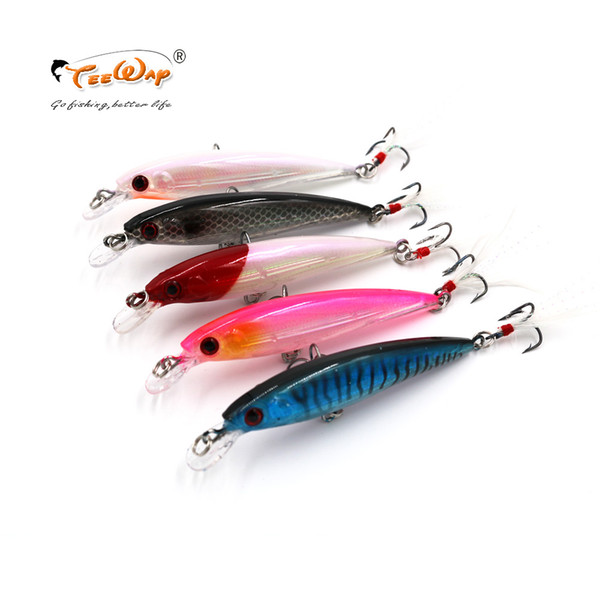 Teeway Hard Bait Laser Wobblers Fishing Tackle 3D Eyes Sinking Minnow Fishing Lure Crankbait 6# hook