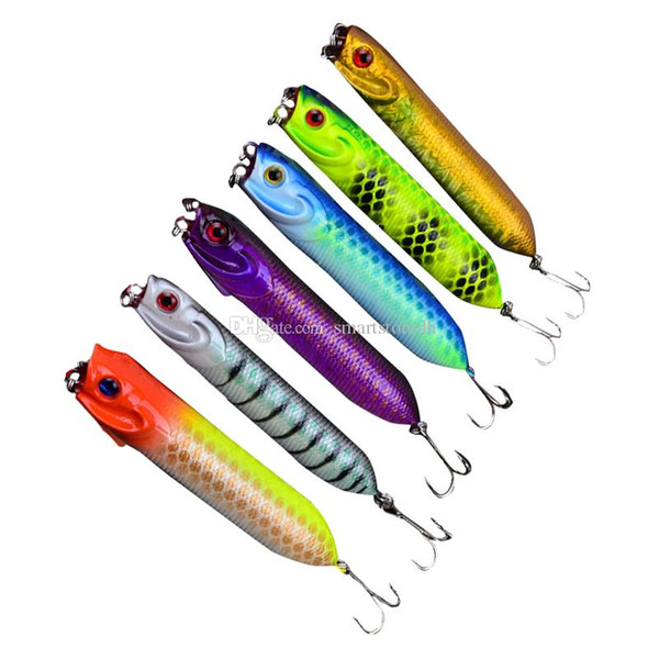 6Pcs Plastic Popper Fishing Lures Bass CrankBaits Hooks Tackle #4 18g/9.5cm F00348 SPDH