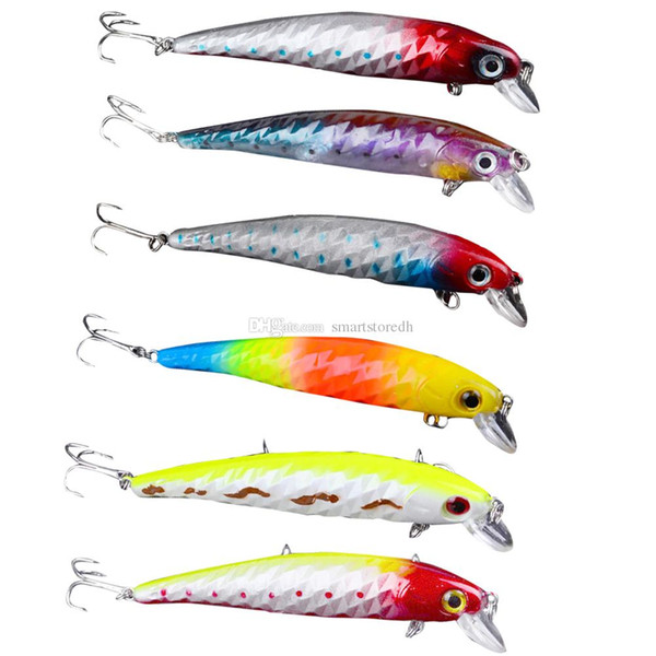 Lot 6Pcs Minnow Fishing Lure Crank Bait Hook Bass Crankbait Tackle 12CM/15G F00330 SPDH