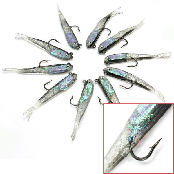 10Pcs Soft Silicone Fishing Lures Minnow Lure Crank Bait Tackle 70mm F00004 SPDH