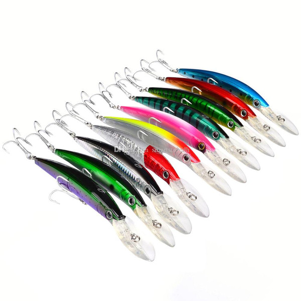 10Pcs Fishing Lure Bass Crank Bait 2/0# Hook 10 Color Fishing Tackle 7