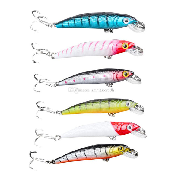 6Pcs Plastic Minnow Fishing Lures Bass CrankBait Tackle 7.5cm/3inch/5.6g F00331 SPDH