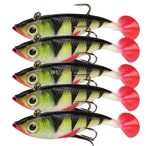 5Pcs Fishing Lure Bait Tackle Black Hook Soft Lures 3