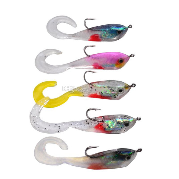 5Pcs Soft Plastic Lures Hooks Fishing Lure Bait Tackle Tools 2