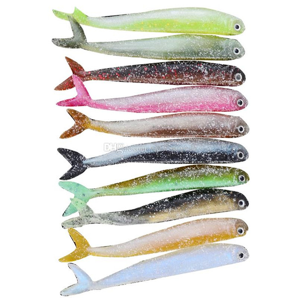 10Pcs Soft Plastic Lures Fishing Lure Bait Tackle 8.9CM 3.1G 10 Colors F00337 SPDH