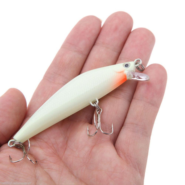 1Pc Minnow 3D Fishing Lure Crank Bait Hooks Bass Tackle for Night Morning F00060 SPDH