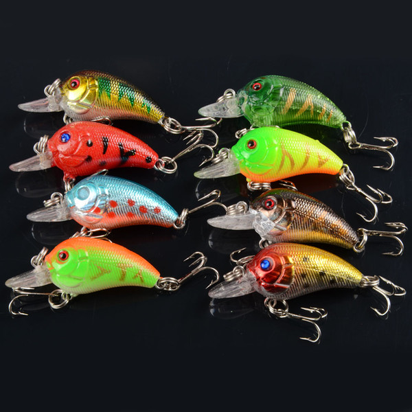 New 8pcs Plastic Fishing Lures Bass Crankbait Crank Bait Tackle 4.5cm/4.2g F00481