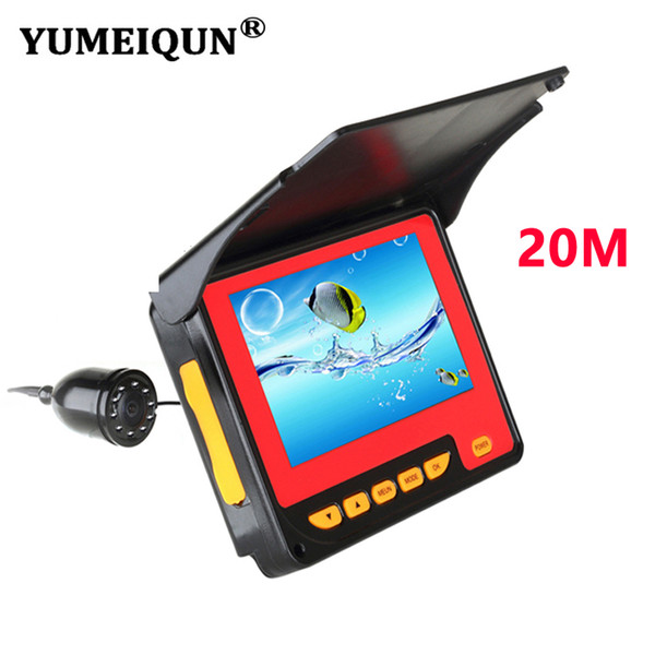 YUMEIQUN 20M Underwater Fishing Camera HD 1000TVL 4.3'' LCD Monitor Fish Finder Camera Waterproof With Sun Visor 8pcs IR Lamp