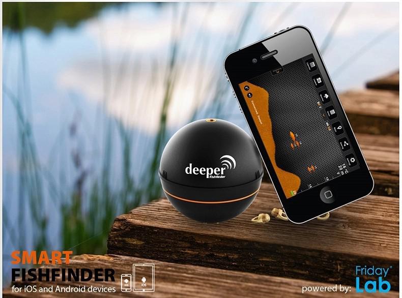 Wholesale-Hot selling smart mobile phone fish finder Deeper smart fishfinder for iOS and Android device wireless fish finder