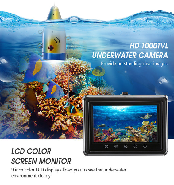 9inch Monitor 15M 1000TVL Night vision Fish Finder Underwater ice Fishing Camera 30pcs LEDs infrared CMOS sensor Video Cameras System