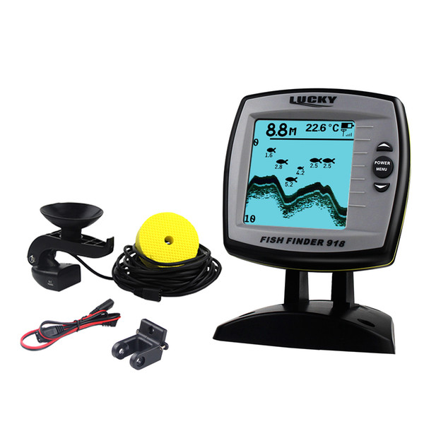 LUCKY Fish Finder FF918-180S Wired Transducer Sensor Fishfinder 45 Degrees Echo LCD Fish Locator Boat Fishfinder