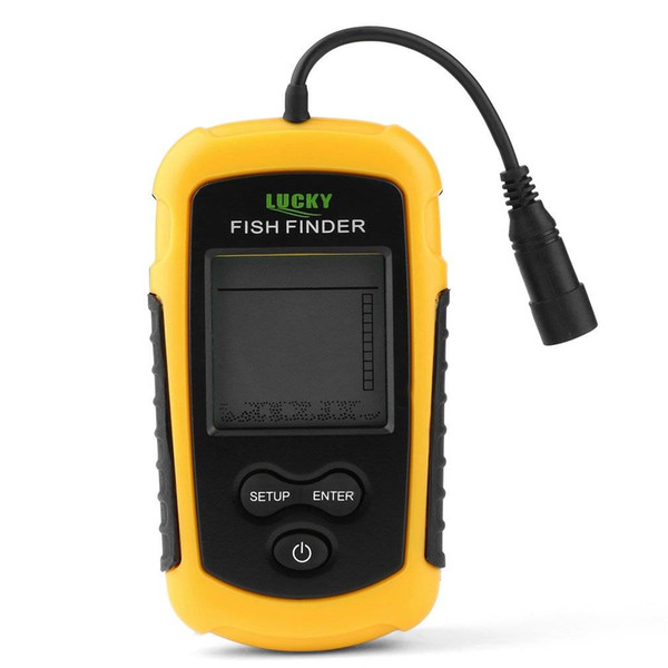 newest Lucky 0.7-100m Portable Sonar Sensor LCD Fish Finder Alarm Fishfinder Transducer + 9 meter cable