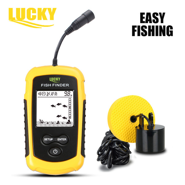 Sale Lucky Portable Sonar for Fishing 100M Echo Sounder Wireless LCD Fish Finder Alarm Ultrasonic Transducer Underwater Fishing