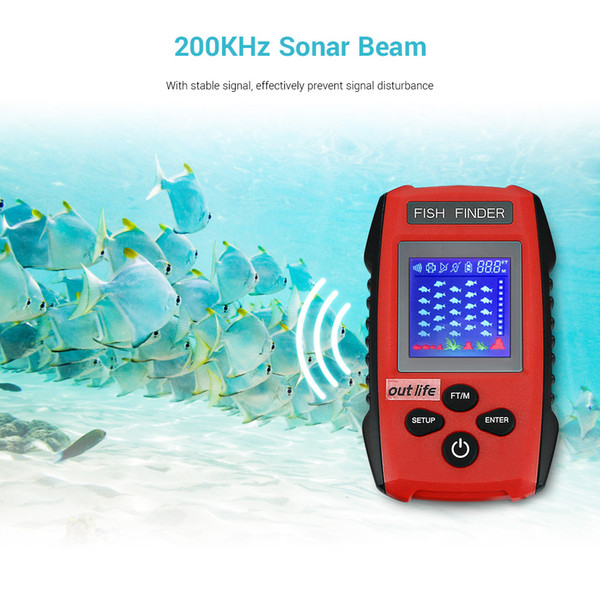 Hot Sale Alarm 100M Portable Sonar LCD small Fish Finders Fishing lure Echo Sounder IPX4 200KHz 45 degree Fishing Finder