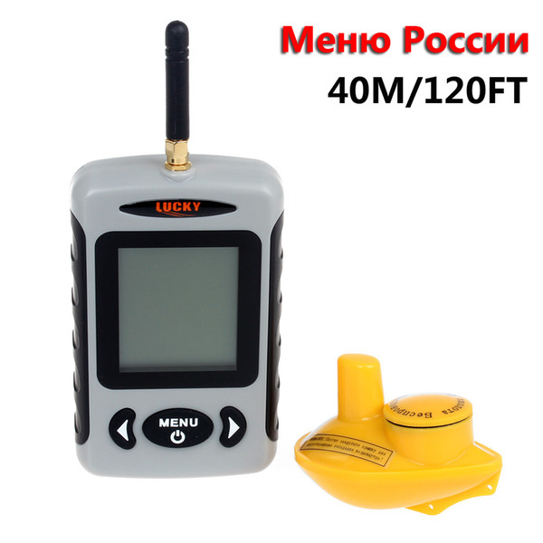 Wholesale-Russian Menu!!!Lucky FFW718 Wireless Portable Fish Finder 40M/120FT Sonar Depth Sounder Alarm Ocean River Lake