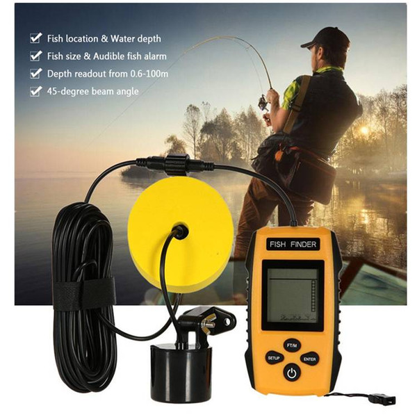 Portable Fish Finder Sonar Sensor Fish Finder Transducer LCD Display Fishfinder with Wired Sonar Sensor Transducer for fishing use