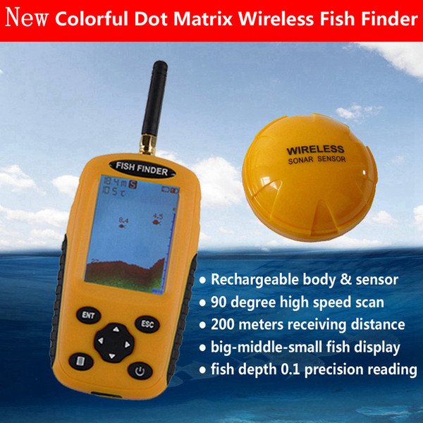 Smart Portable Depth Fish Finder with 200 M Wireless Sonar Sensor Echo Sounder Fishfinder for Lake Sea Fishing Finder