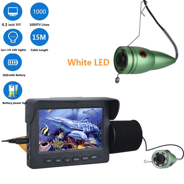 PDDHKK 4.3'' Inch Display 1000 TVL Underwater Night Vision Camera For Fishing 6 PCS LED White Lights 50M Cable For Ice Fishing