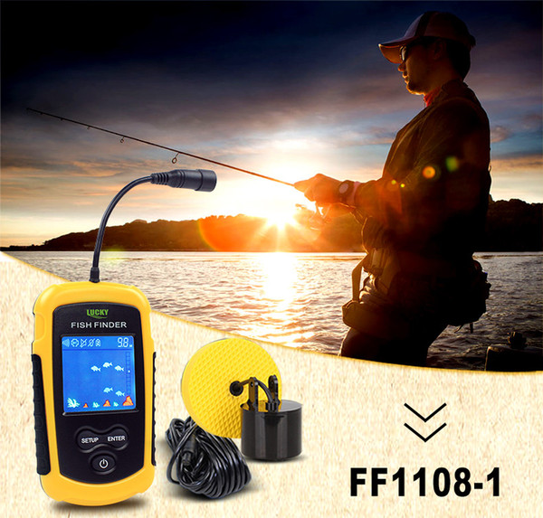 Lucky wired sonar Fish finder fishing gear visual fish detector max 100m depth 45° detect fishes alarm,sea river lake ice FFC1108-1