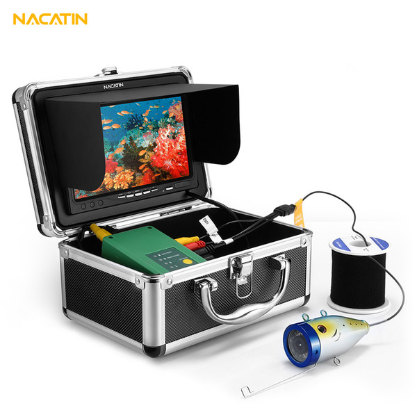 NACATIN 30pcs LEDs Fish Finder Camera Kit IR 15 / 30 / 50M Underwater 1000TVL 7 Inch LCD Monitor Waterproof Fishing Finder