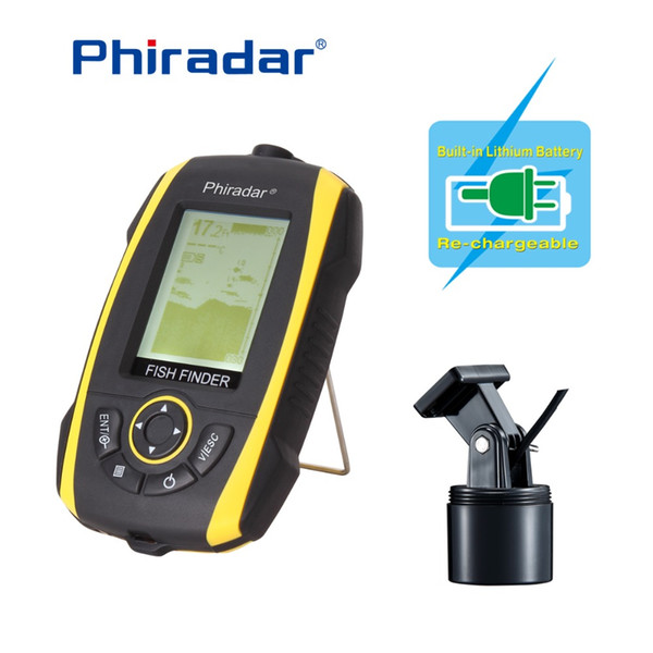 Wholesale-Free Shipping!Phiradar FF268A Wired Portable Fish Finder 240ft/73M Depth Audible Fish Sonar Alarm Waterproof Fishfinder