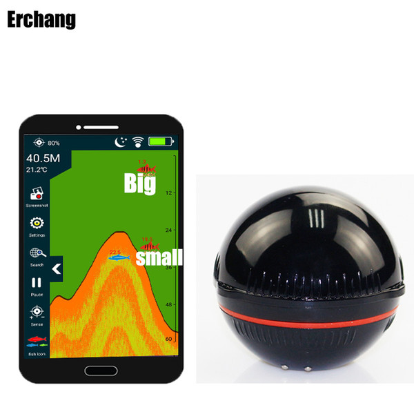 Erchang Fish Finder Portable Wireless Sonar Sensor Transducer Detector Fish Finder Bluetooth Echo Sounder Finders Fishing