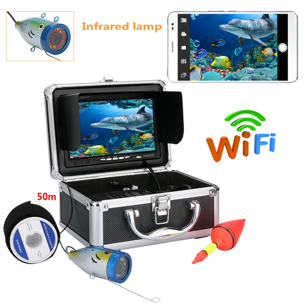 PDDHKK Wifi Wireless Visual Fishing Finder 7inch TFT 1000tvl Underwater Fishing Camera Kit 12pcs IR LEDs Ocean/Ice/Lake