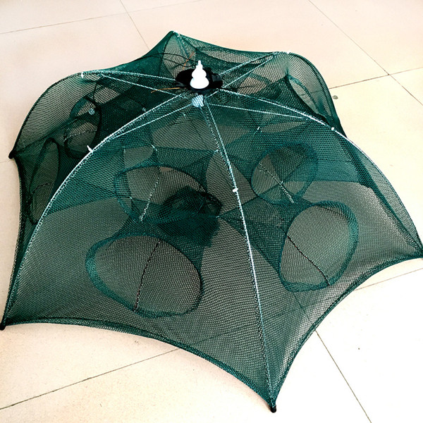 Strengthened 4-20 Holes Automatic Fishing Net Shrimp Cage Nylon Foldable Crab Fish Trap Cast Net Cast Folding Fishing Network