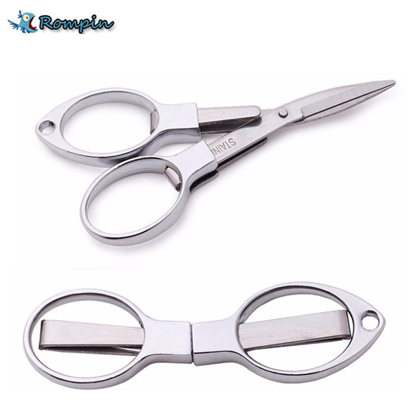 Rompin Outdoor Travel Scissors Folding Stainless Steel fishing pliers fishing scissors Fishing Tackle Line Cutter