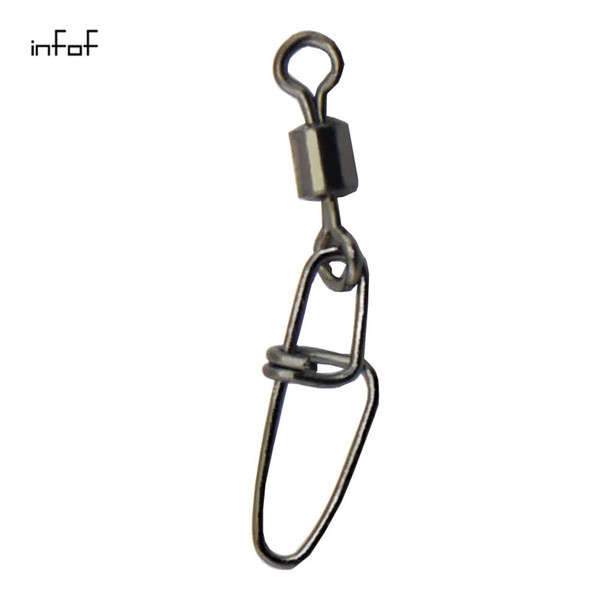 F2024 100PCS 1/0 2/0 3/0 4/0 Rolling swivel with insurance snap fishing tackle fishhooks fishing connector fishing swivels with snap