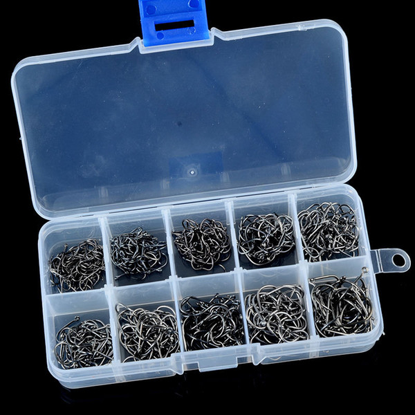 500pcs Fishing Hook Jig Hooks with Hole Fly Fishing Tackle Box 3# -12# 10 Sizes Carbon Steel Fishhooks