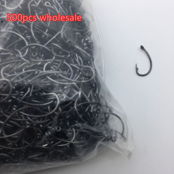 wholesale 500pcs carp fishing hooks size 6 8 10 12 High Carbon Steel with Hole Barbed