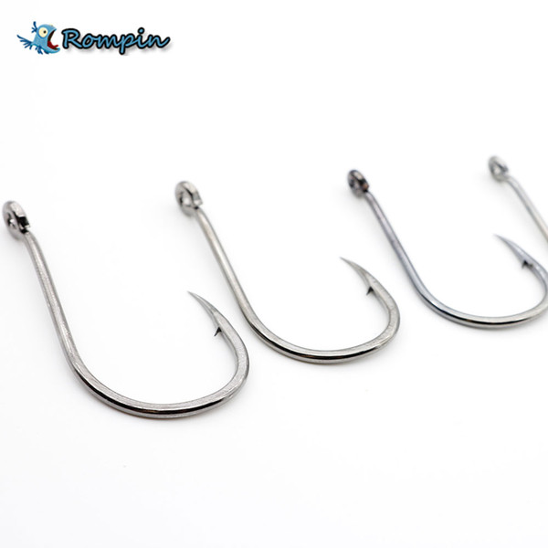 Rompin 100pcs/lot fishing hooks High carbon steel Carbon Black Bait Holder Fish Hook Set High quality barbed