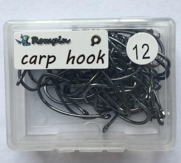 Rompin NEW ARRIVAL 50PCS/BOX High Carbon Steel Carp Fishing Hook with Hole Barb Size # 6 #8 #10 #12