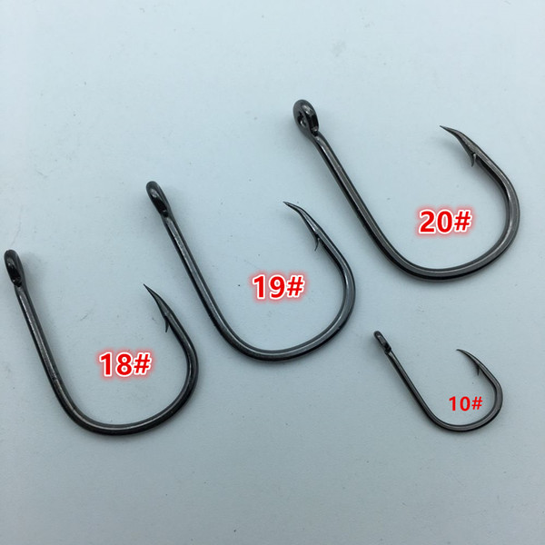 100pcs/lot big size fishing hook with hole carp fishing Tackle box size 18 19 20 high Carbon Steel sea rock jig fishing