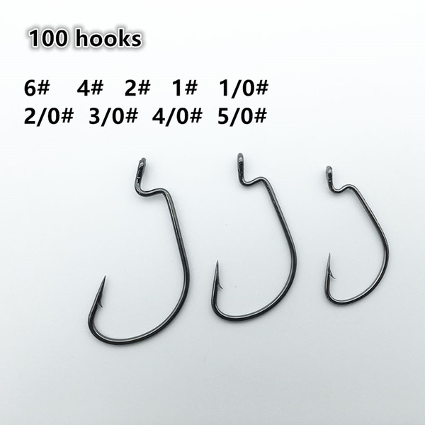 100pcs/lot black High carbon Steel Fishing Hooks Crank Lead Sharp Hooks Sizes super big black Wide crank hook #6-#5/0