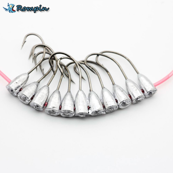 Rompin 11pcs/bag Upturned hook overturned Lead fishing hooks Grass Carp Carassius auratus Barbed Fishing Hook Jig Head Stand