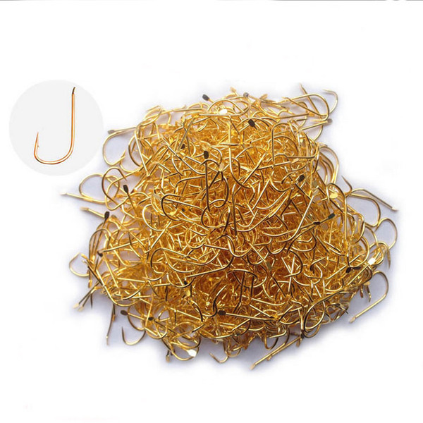 100pcs hot sale high carbon steel golden fishing hooks 1-8 # size fishing equipment accessories small hook