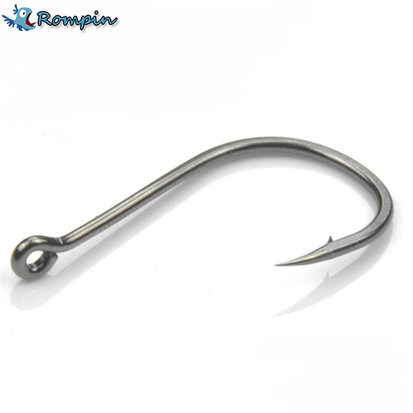 Rompin 50pcs/box size#1-#15 high Carbon Steel Fishing Hook Fishhooks Durable Pesca Jig Head Fishing Hooks with Hole Carp Fishing Tackle Box