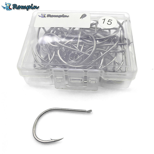 Rompin 50pcs/box #1 -#15 high Carbon Steel Fishing Hook Fishhooks Durable Pesca barbed hook Fishing Tackle Box