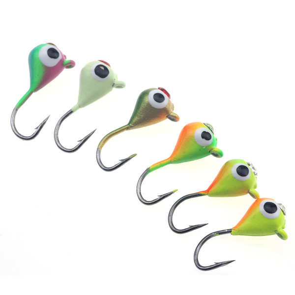 Rompin 6pcs/Lot Winter Ice jig Fishing Hook Lure Mini Metal Bait Fish 1.5cm 1.1g Lead Head Hook Bait Jigging Fishing Tackle