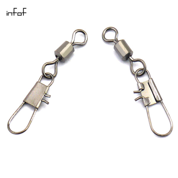 F2020 100PCS 1/0 2/0 3/0 4/0 fishing swivels with snap rolling swivels with interlock snap fishing tackle fishhooks fishing connector